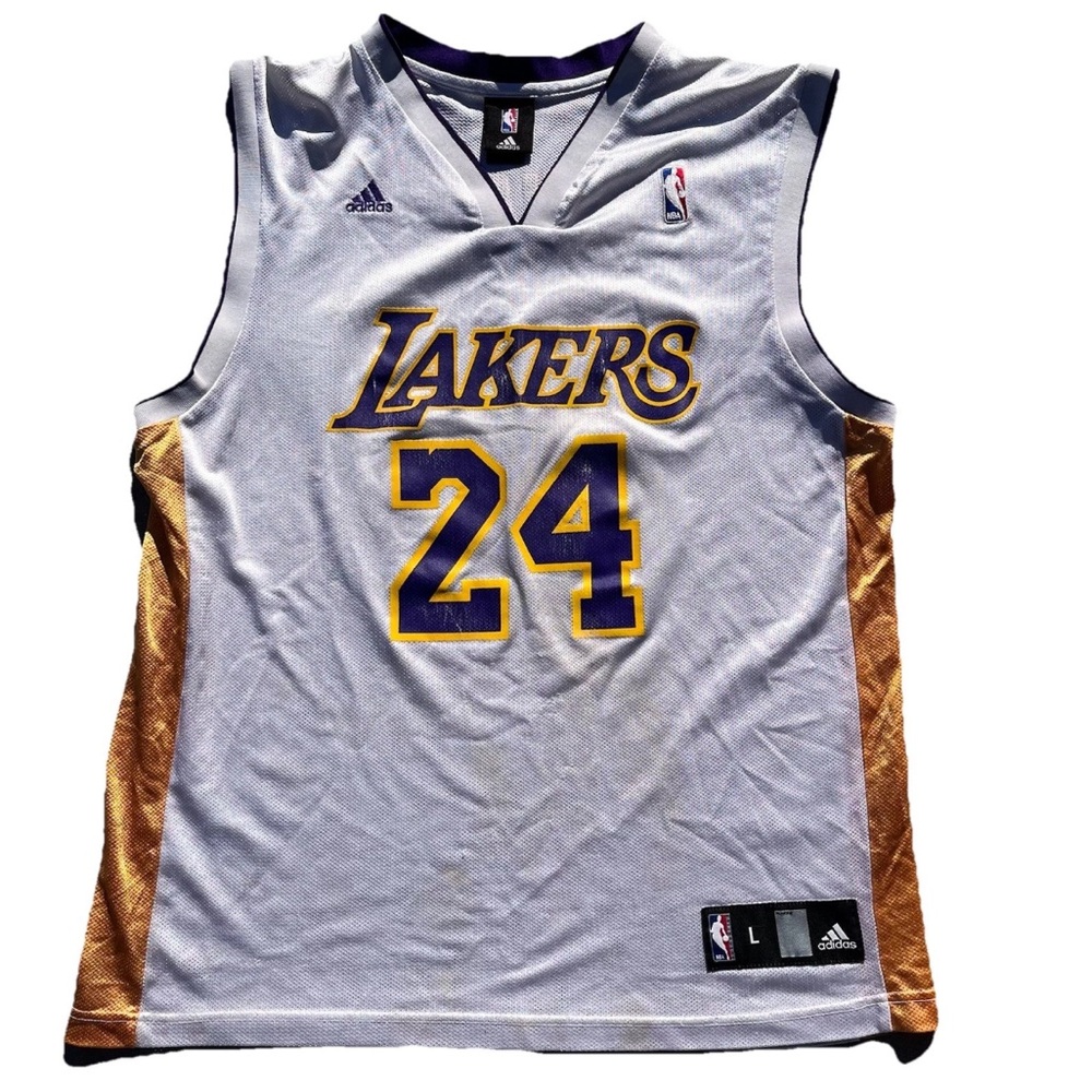 Adidas LA Lakers Kobe Bryant Jersey Men’s Large White NBA Basketball #24 L Read